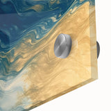 Glam Wall Art - Abstract Gold and Deep Blue Flowing Wave Design