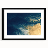 Glam Wall Art - Abstract Gold and Deep Blue Flowing Wave Design