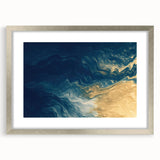 Glam Wall Art - Abstract Gold and Deep Blue Flowing Wave Design