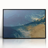 Glam Wall Art - Abstract Gold and Deep Blue Flowing Wave Design