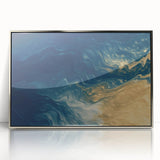 Glam Wall Art - Abstract Gold and Deep Blue Flowing Wave Design