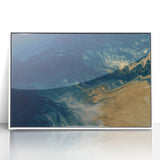 Glam Wall Art - Abstract Gold and Deep Blue Flowing Wave Design