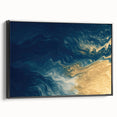 Glam Wall Art - Abstract Gold and Deep Blue Flowing Wave Design