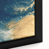 Glam Wall Art - Abstract Gold and Deep Blue Flowing Wave Design