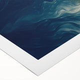 Glam Wall Art - Abstract Gold and Deep Blue Flowing Wave Design