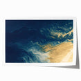 Glam Wall Art - Abstract Gold and Deep Blue Flowing Wave Design