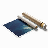 Glam Wall Art - Abstract Gold and Deep Blue Flowing Wave Design