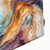 Glam Wall Art - Multicolor Abstract Fluid Design with Gold Accents