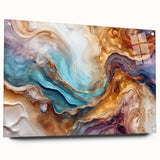 Glam Wall Art - Multicolor Abstract Fluid Design with Gold Accents