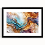Glam Wall Art - Multicolor Abstract Fluid Design with Gold Accents