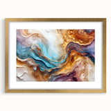 Glam Wall Art - Multicolor Abstract Fluid Design with Gold Accents