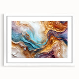 Glam Wall Art - Multicolor Abstract Fluid Design with Gold Accents