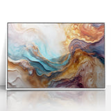 Glam Wall Art - Multicolor Abstract Fluid Design with Gold Accents