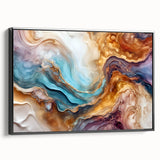 Glam Wall Art - Multicolor Abstract Fluid Design with Gold Accents