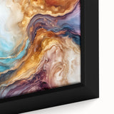 Glam Wall Art - Multicolor Abstract Fluid Design with Gold Accents