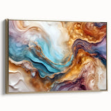 Glam Wall Art - Multicolor Abstract Fluid Design with Gold Accents