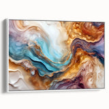 Glam Wall Art - Multicolor Abstract Fluid Design with Gold Accents