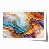 Glam Wall Art - Multicolor Abstract Fluid Design with Gold Accents