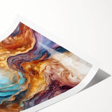 Glam Wall Art - Multicolor Abstract Fluid Design with Gold Accents