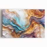 Glam Wall Art - Multicolor Abstract Fluid Design with Gold Accents