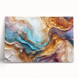 Glam Wall Art - Multicolor Abstract Fluid Design with Gold Accents