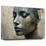 Glam Wall Art - Emotional Portrait with Gold and Blue Textures