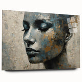 Glam Wall Art - Emotional Portrait with Gold and Blue Textures