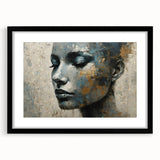 Glam Wall Art - Emotional Portrait with Gold and Blue Textures