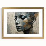 Glam Wall Art - Emotional Portrait with Gold and Blue Textures