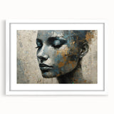 Glam Wall Art - Emotional Portrait with Gold and Blue Textures