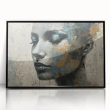 Glam Wall Art - Emotional Portrait with Gold and Blue Textures