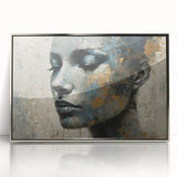 Glam Wall Art - Emotional Portrait with Gold and Blue Textures