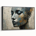 Glam Wall Art - Emotional Portrait with Gold and Blue Textures