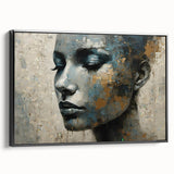 Glam Wall Art - Emotional Portrait with Gold and Blue Textures