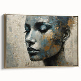 Glam Wall Art - Emotional Portrait with Gold and Blue Textures