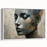 Glam Wall Art - Emotional Portrait with Gold and Blue Textures