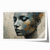 Glam Wall Art - Emotional Portrait with Gold and Blue Textures