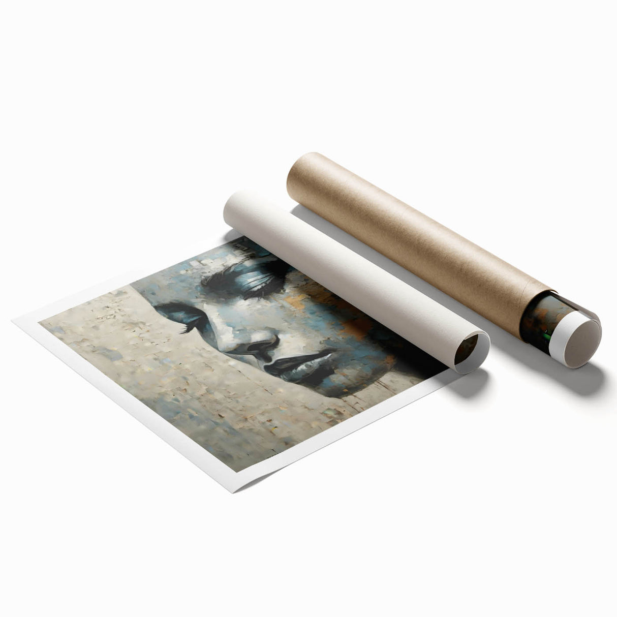 Glam Wall Art - Emotional Portrait with Gold and Blue Textures
