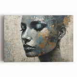 Glam Wall Art - Emotional Portrait with Gold and Blue Textures