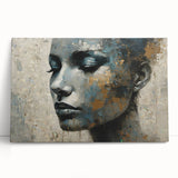 Glam Wall Art - Emotional Portrait with Gold and Blue Textures