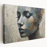Glam Wall Art - Emotional Portrait with Gold and Blue Textures