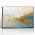 Abstract Glam Wall Art - Fluid Blue and Gold Accents on Canvas