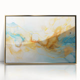 Abstract Glam Wall Art - Fluid Blue and Gold Accents on Canvas