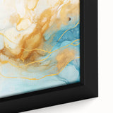 Abstract Glam Wall Art - Fluid Blue and Gold Accents on Canvas