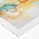 Abstract Glam Wall Art - Fluid Blue and Gold Accents on Canvas
