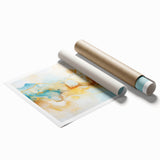 Abstract Glam Wall Art - Fluid Blue and Gold Accents on Canvas