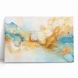 Abstract Glam Wall Art - Fluid Blue and Gold Accents on Canvas