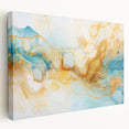 Abstract Glam Wall Art - Fluid Blue and Gold Accents on Canvas