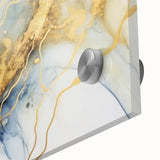 Elegant Abstract Wall Art - Fluid Gold and Blue Accents on Canvas
