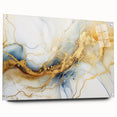 Elegant Abstract Wall Art - Fluid Gold and Blue Accents on Canvas